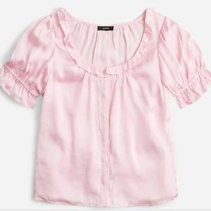 J Crew Ruffle featherweight satin scoopneck top